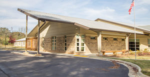 Nursing center building on homepage