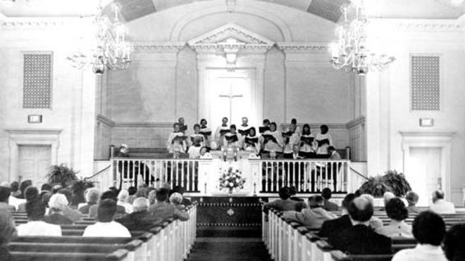 Chapel with choir and congregation